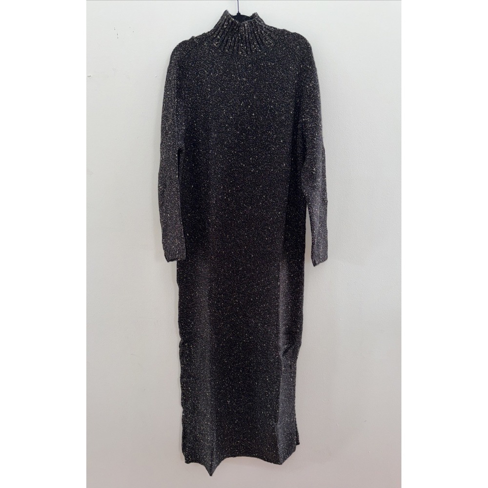 Eloquii Black Gold Glitzy Sweater Dress Open Cut Out Back NWT Cowl Neck 22/24